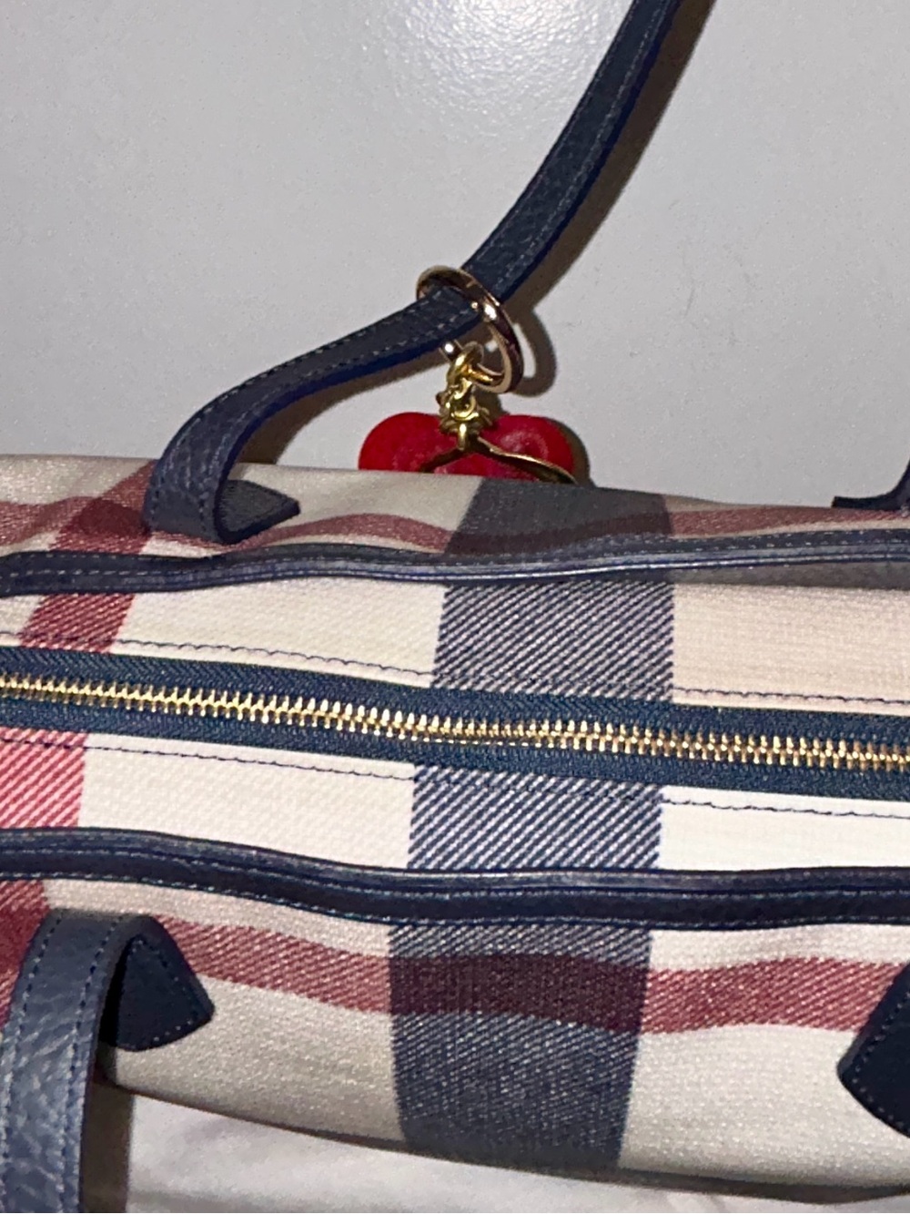 Blue Label Crest bridge (Burberry) Tote Bag with Cherry Charm. Like New! - Picture 11 of 14